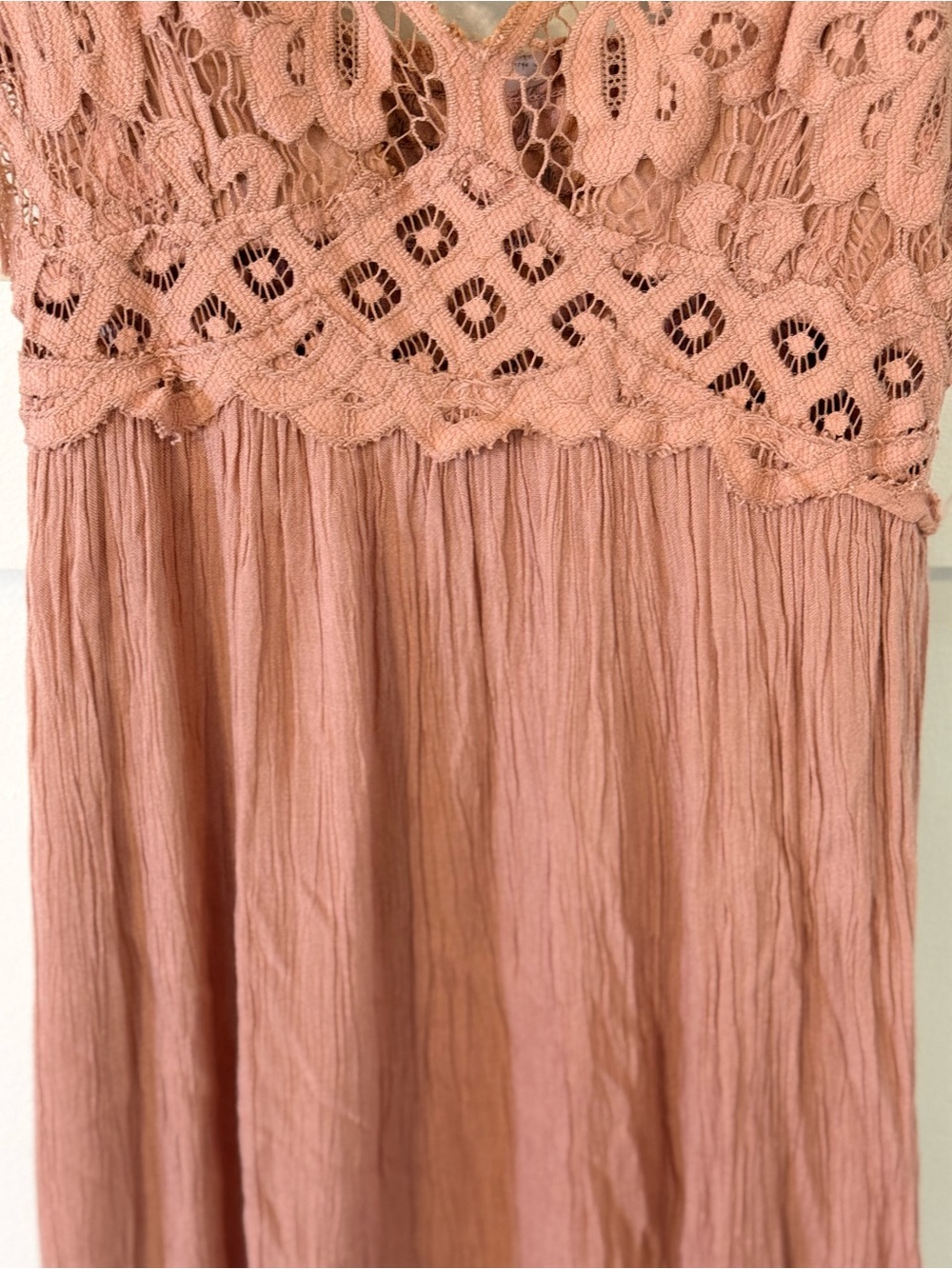 Free People Adella Maxi Slip Dress Pink Lace Boho Criss Cross Back - Picture 5 of 6